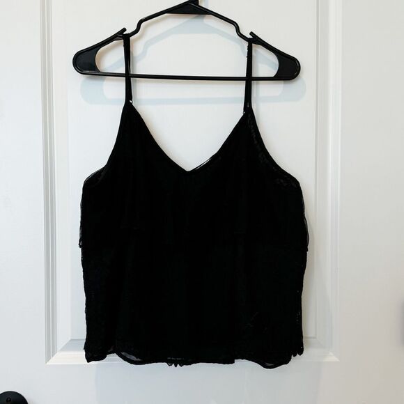 American Eagle Tiered Cropped Lace Fairycore Tank Top - Picture 1 of 8